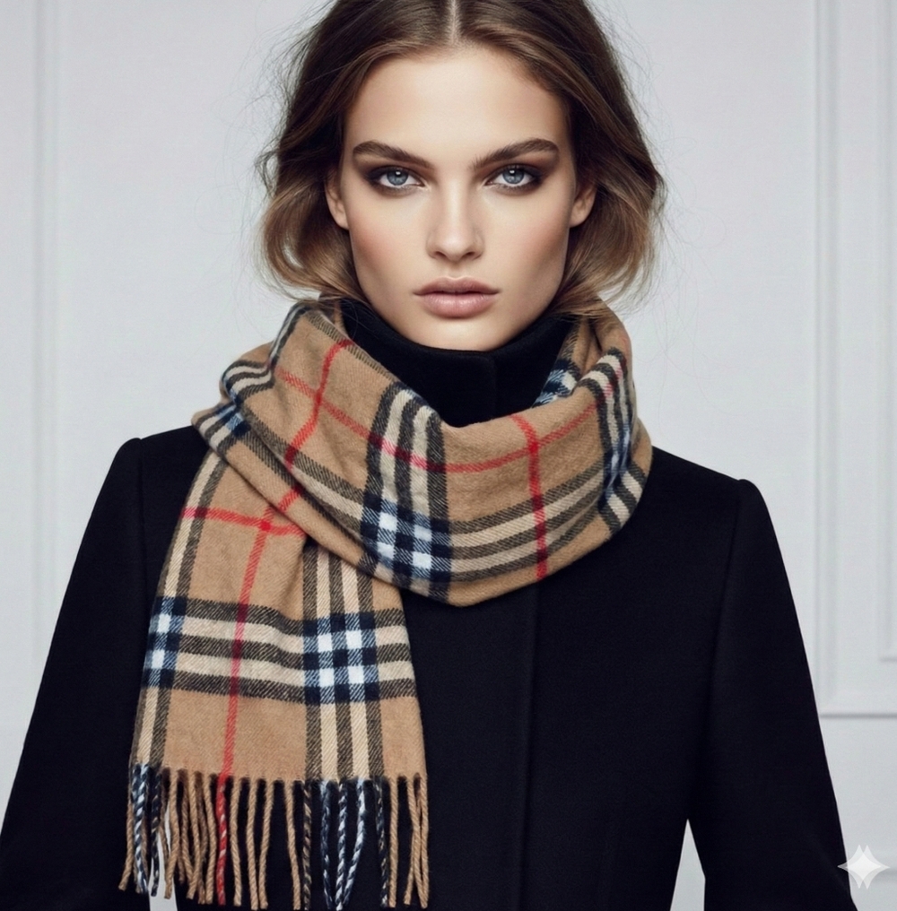 BURBERRYS EUC Classic Check Wool Scarf - Camel / Archive Beige UNISEX
